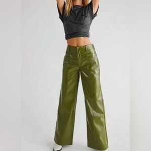 Free People Star-Crossed Lovers Vegan Leather Straight Pants